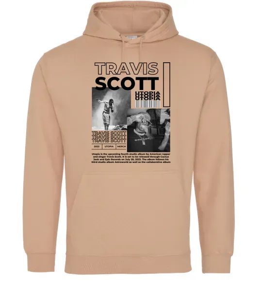 Мужская толстовка (худи) Travis Scott Utopia 2023 Песочный фото