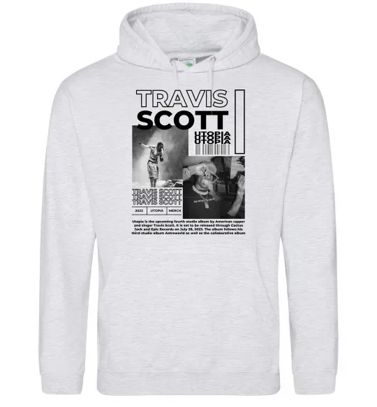 Женская толстовка (худи) Travis Scott Utopia 2023 Серый меланж фото