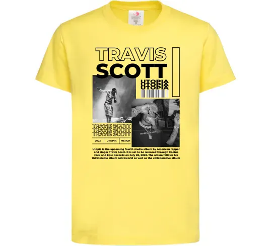 Детская футболка Travis Scott Utopia 2023 Лимонный фото