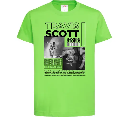 Детская футболка Travis Scott Utopia 2023 Лаймовый фото