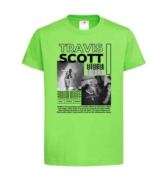 Детская футболка Travis Scott Utopia 2023 Лаймовый фото