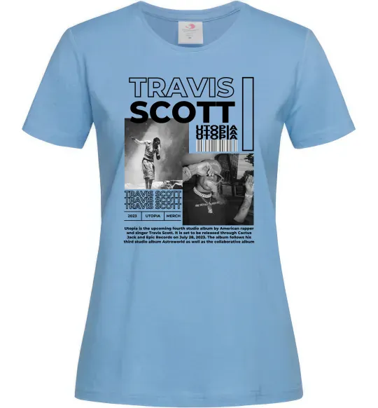 Жіноча футболка Travis Scott Utopia 2023 Блакитний фото