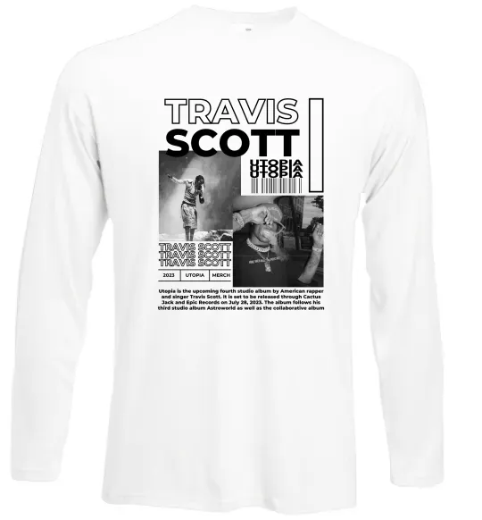 Лонгслив Travis Scott Utopia 2023 Белый фото