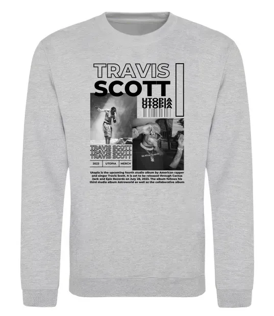 Світшот Travis Scott Utopia 2023 Сірий меланж фото