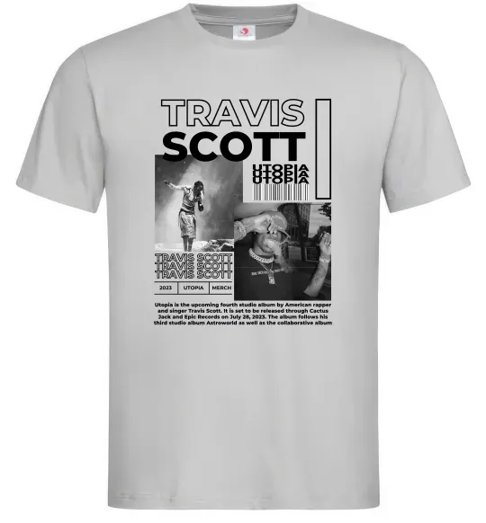 Мужская футболка Travis Scott Utopia 2023 Серый фото