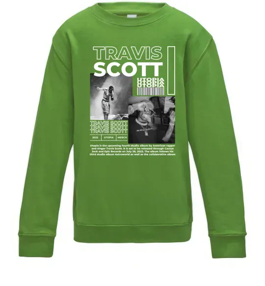 Детский Свитшот Travis Scott Utopia 2023 Лаймовый фото