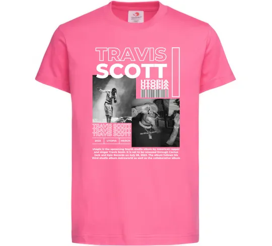 Детская футболка Travis Scott Utopia 2023 Ярко-розовый фото