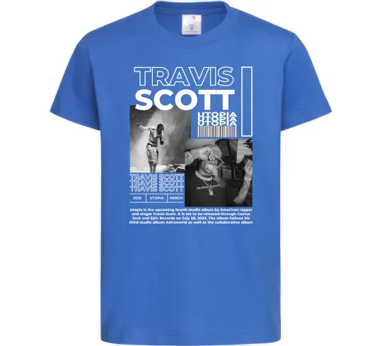 Детская футболка Travis Scott Utopia 2023 Ярко-синий фото
