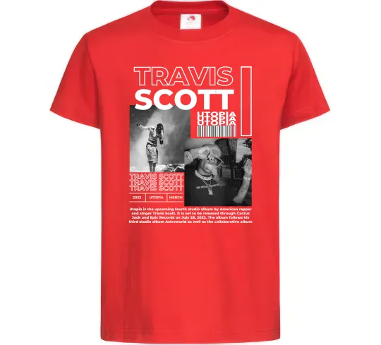 Детская футболка Travis Scott Utopia 2023 Красный фото