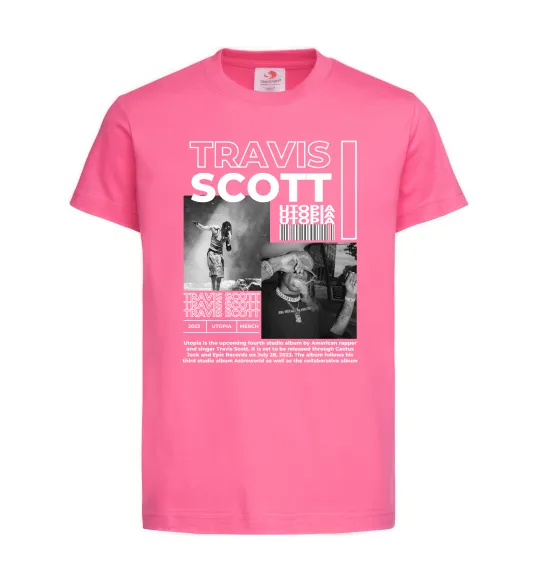 Детская футболка Travis Scott Utopia 2023 Ярко-розовый фото