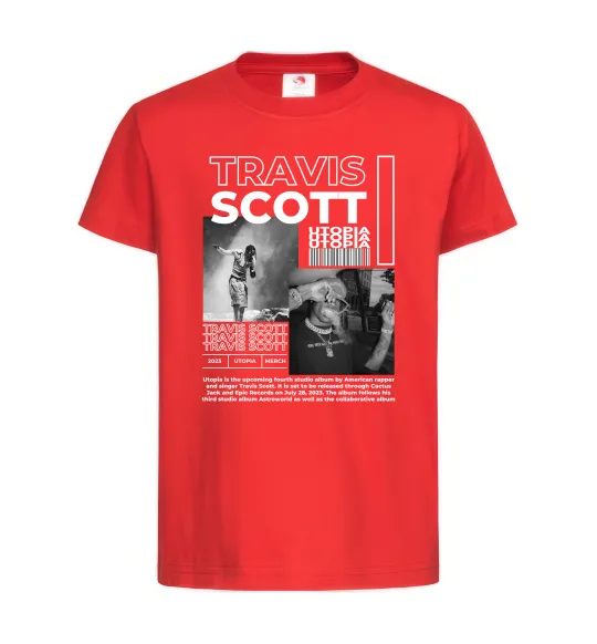 Детская футболка Travis Scott Utopia 2023 Красный фото