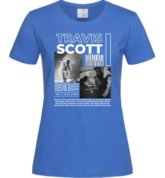 Жіноча футболка Travis Scott Utopia 2023 Яскраво-синій фото
