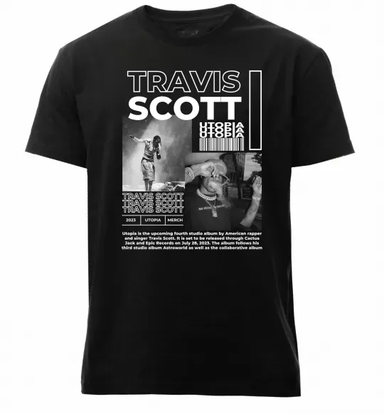 Мужская премиум футболка Travis Scott Utopia 2023 Черный фото