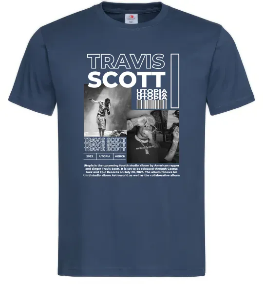 Мужская футболка Travis Scott Utopia 2023 Темно-синий фото