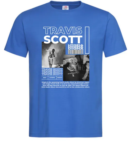 Мужская футболка Travis Scott Utopia 2023 Ярко-синий фото