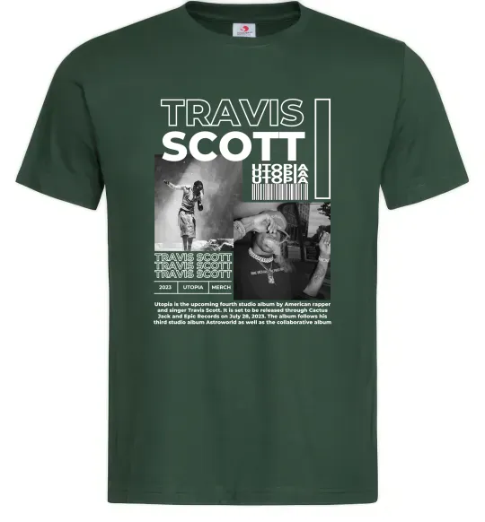 Мужская футболка Travis Scott Utopia 2023 Темно-зеленый фото