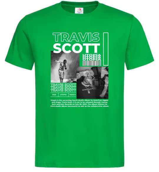 Мужская футболка Travis Scott Utopia 2023 Зеленый фото