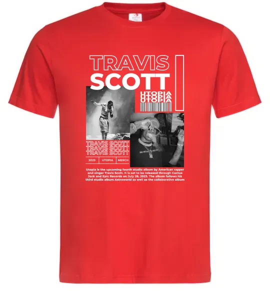 Мужская футболка Travis Scott Utopia 2023 Красный фото