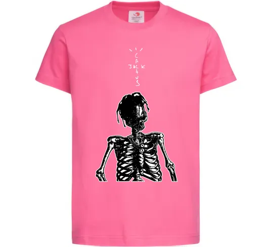 Детская футболка Travis Scott Skeleton Ярко-розовый фото
