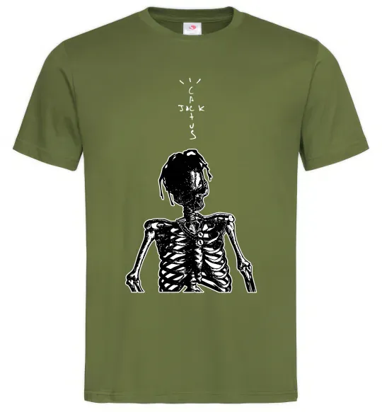 Мужская футболка Travis Scott Skeleton Оливковый фото