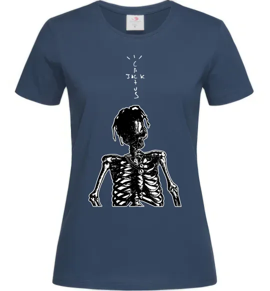 Женская футболка Travis Scott Skeleton Темно-синий фото