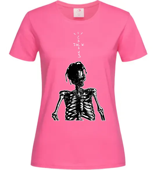 Женская футболка Travis Scott Skeleton Ярко-розовый фото