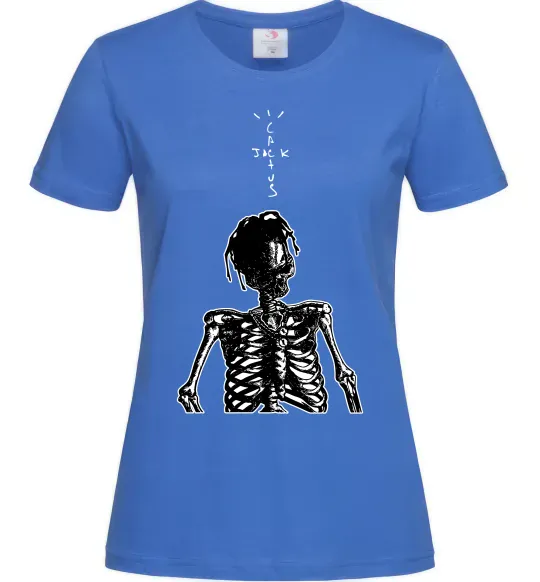 Женская футболка Travis Scott Skeleton Ярко-синий фото