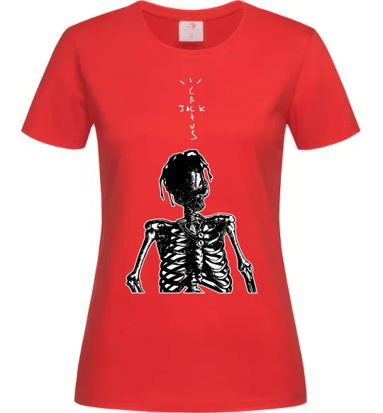 Женская футболка Travis Scott Skeleton Красный фото
