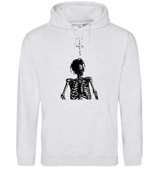 Жіноча толстовка (худі) Travis Scott Skeleton Сірий меланж фото