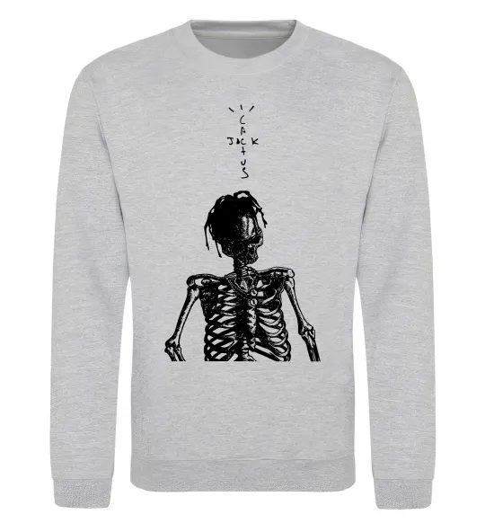 Свитшот Travis Scott Skeleton Серый меланж фото