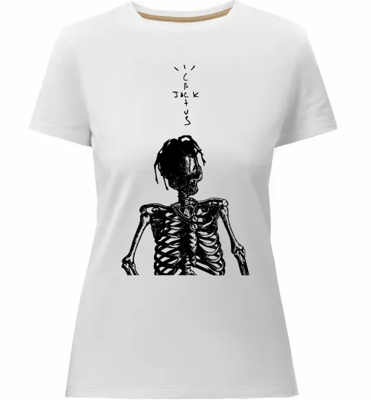 Жіноча преміум футболка Travis Scott Skeleton Білий фото