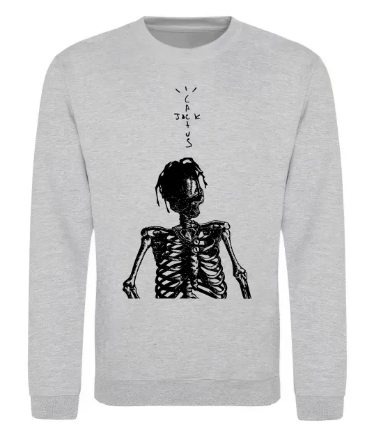 Світшот Travis Scott Skeleton Сірий меланж фото