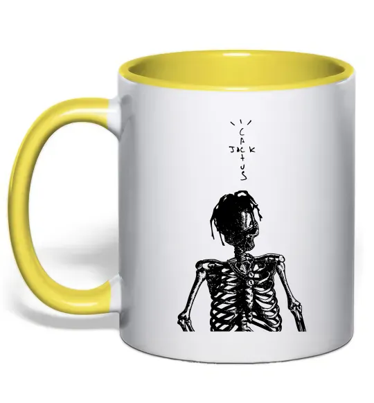Чашка з кольоровою ручкою Travis Scott Skeleton Сонячно жовтий фото