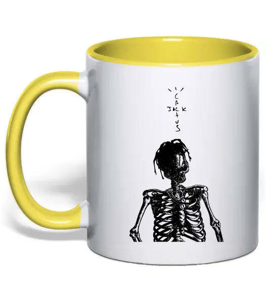 Чашка з кольоровою ручкою Travis Scott Skeleton Лимонний фото