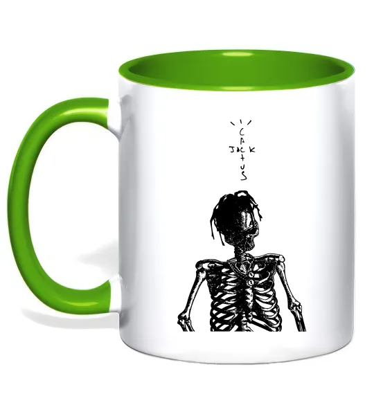 Чашка з кольоровою ручкою Travis Scott Skeleton Лаймовий фото