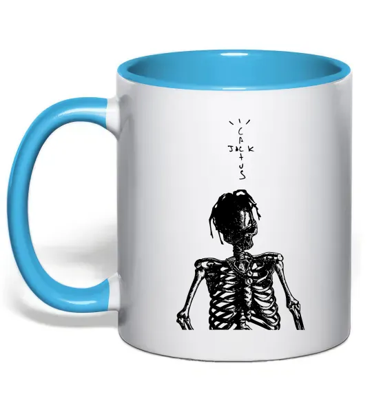 Чашка з кольоровою ручкою Travis Scott Skeleton Блакитний фото
