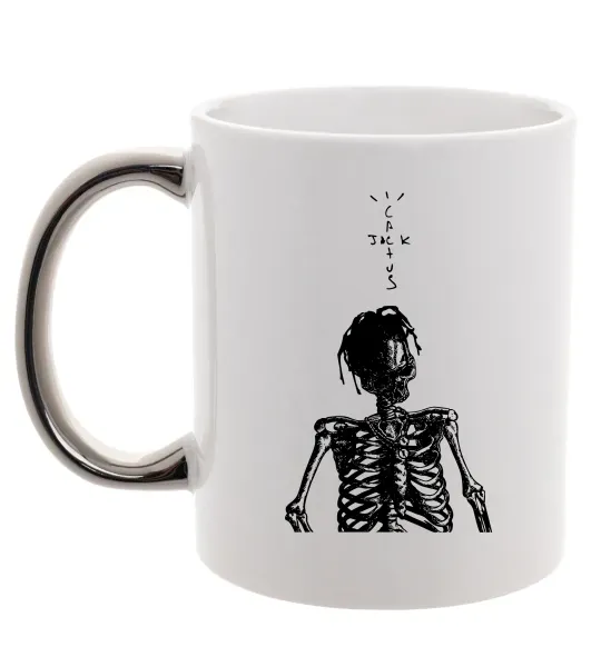 Чашка з кольоровою ручкою Travis Scott Skeleton Срібло фото