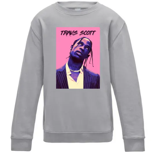 Дитячий світшот Travis Scott pink Сірий меланж фото