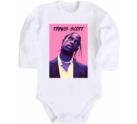 Дитячий бодік Travis Scott pink Білий фото