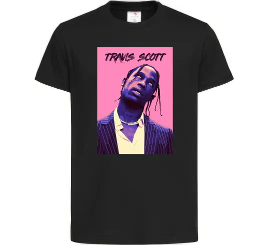 Детская футболка Travis Scott pink Черный фото