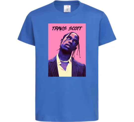 Детская футболка Travis Scott pink Ярко-синий фото