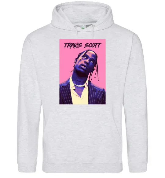 Мужская толстовка (худи) Travis Scott pink Серый меланж фото