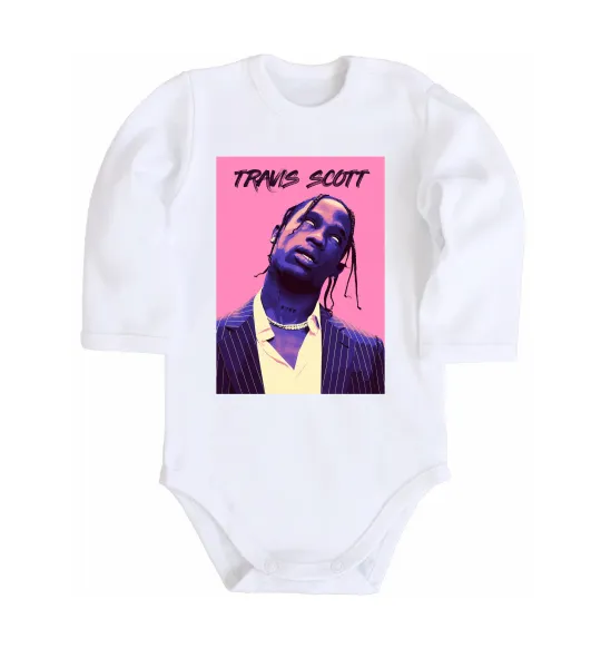 Дитячий бодік Travis Scott pink Білий фото