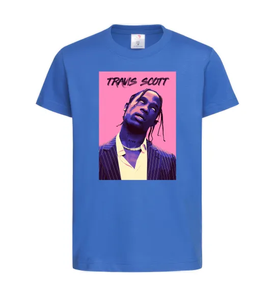 Дитяча футболка Travis Scott pink Яскраво-синій фото