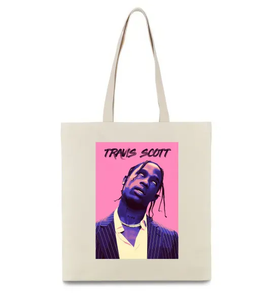 Эко-сумка Travis Scott pink Бежевый фото