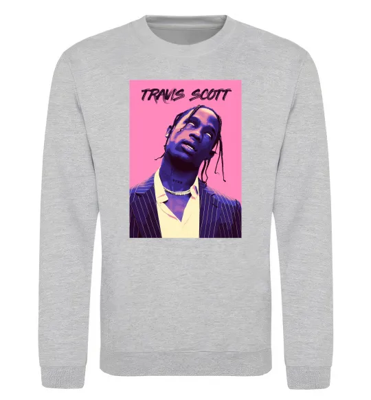 Свитшот Travis Scott pink Серый меланж фото