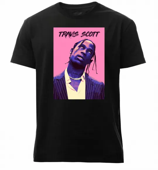 Мужская премиум футболка Travis Scott pink Черный фото