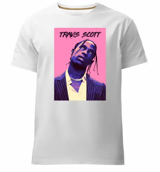 Мужская премиум футболка Travis Scott pink Белый фото
