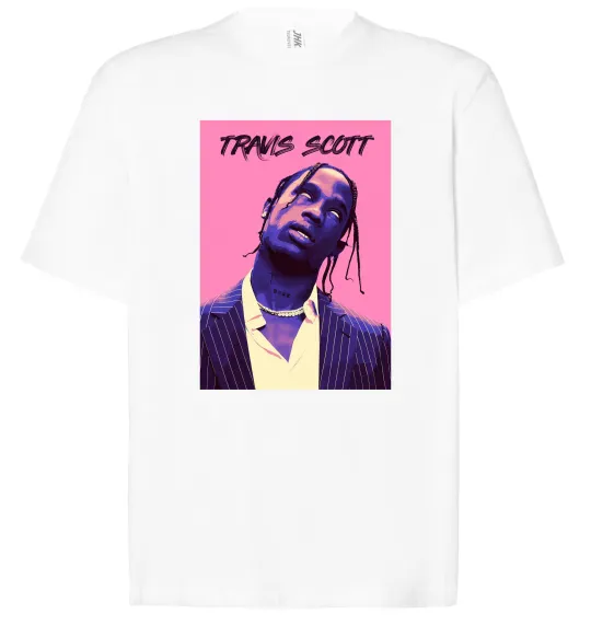 Футболка Оверсайз Travis Scott pink Білий фото