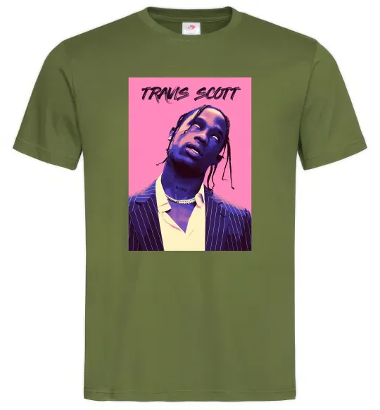 Мужская футболка Travis Scott pink Оливковый фото